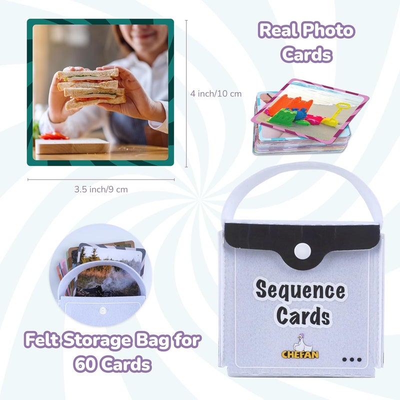 CHEFAN Sequence Cards, Sequence Game for Kids, Sequencing Cards for Storytelling, Daily Routine Cards for Speech Therapy, Sentence Building Cards for Autism, Special Education, Preschool, Classroom - Image 3